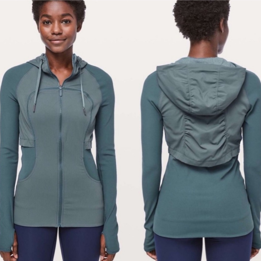 Lululemon Dance Studio Reversible Jacket Rib Sleeve Petrol Blue H.